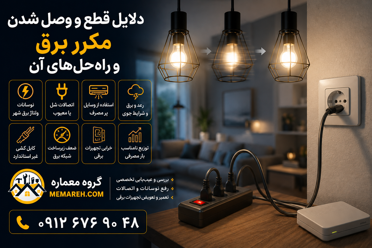 دلایل قطع و وصل شدن مکرر برق و راهحلهای آن